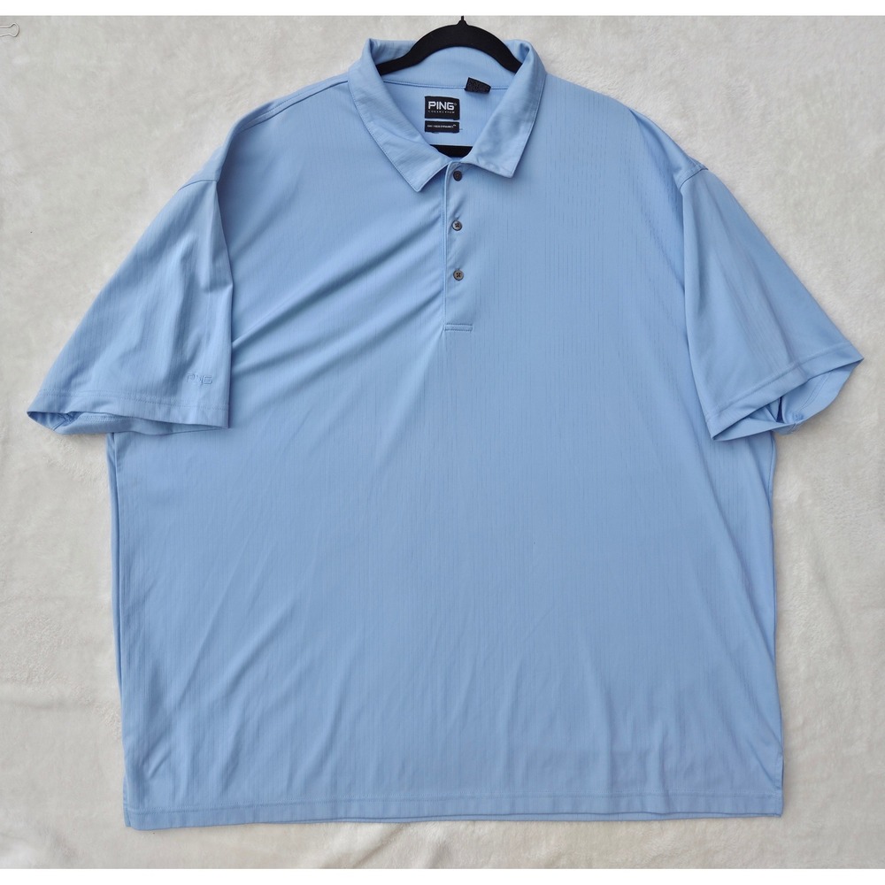 PING Polo Mens 4X Light Blue Dry Fiber Dynamics Golf Shirt Short Sleeve